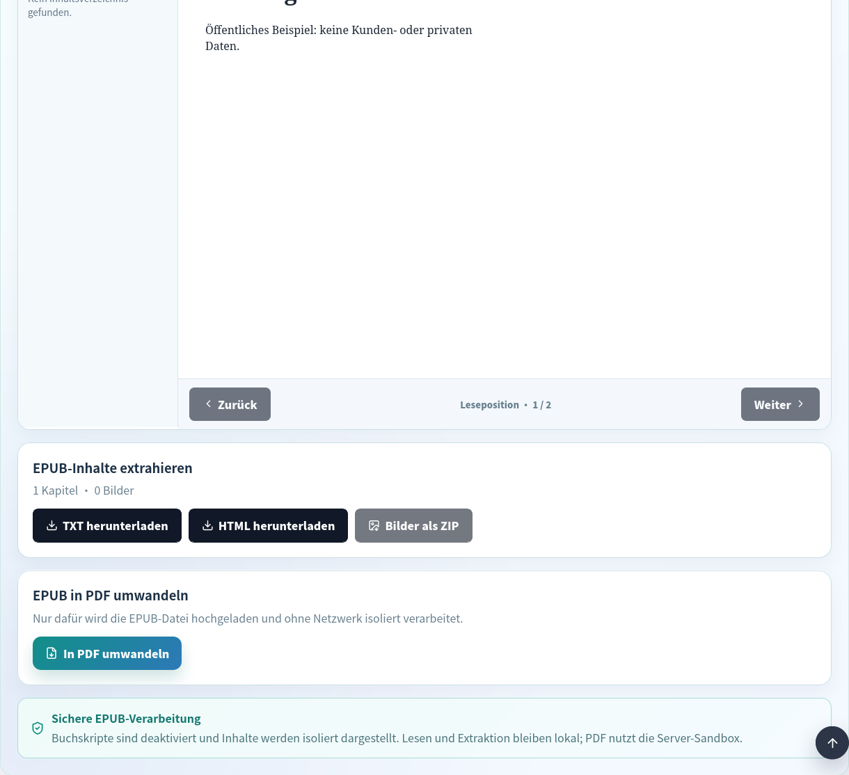Lokaler EPUB-Reader