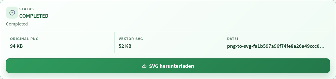 Abgeschlossenes serverseitiges SVG-Tracing.