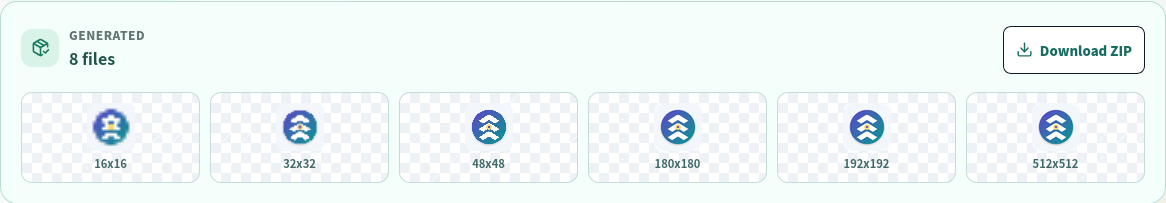 Completed browser-local favicon package with previews.