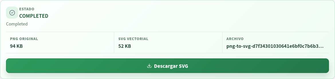 Resultado de trazado SVG terminado en el servidor.