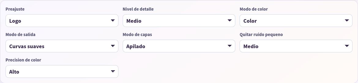 Ajustes PNG a SVG del preset Logo.