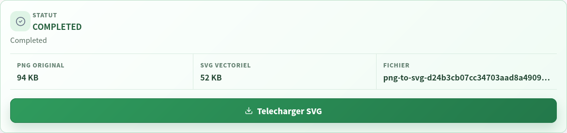 Résultat de tracé SVG terminé côté serveur.