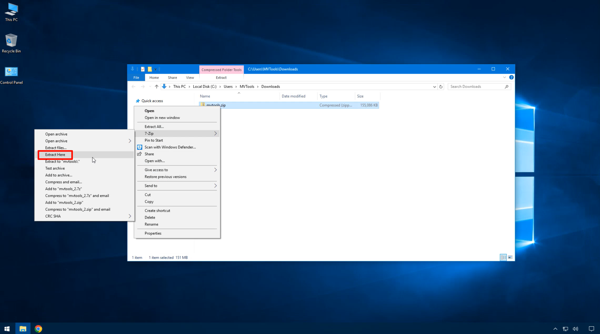Extract the downloaded file