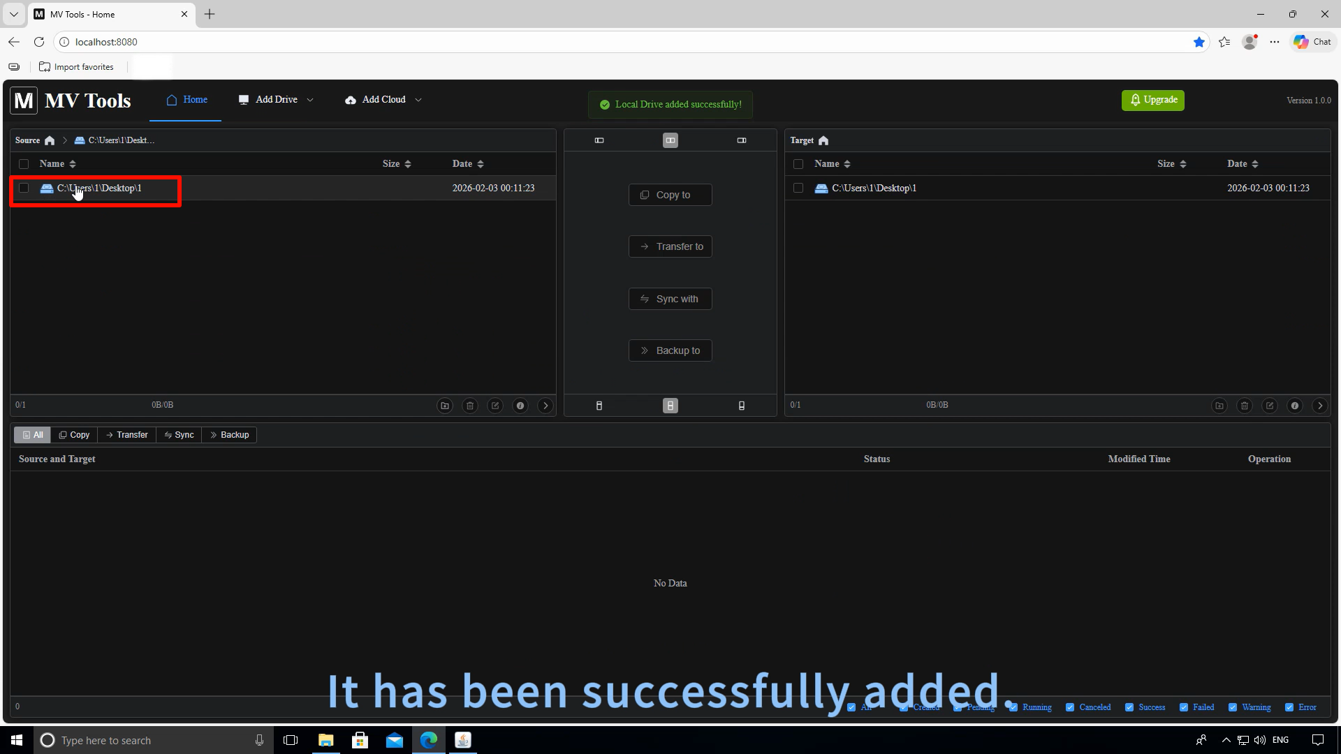 Folder automatically expands after successful addition